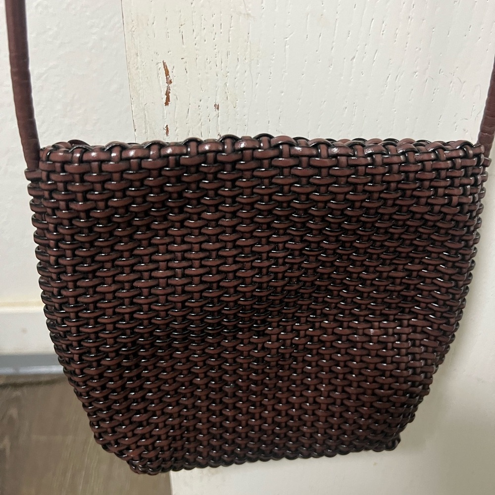 Nine West Dark Brown Woven Crossbody Bag